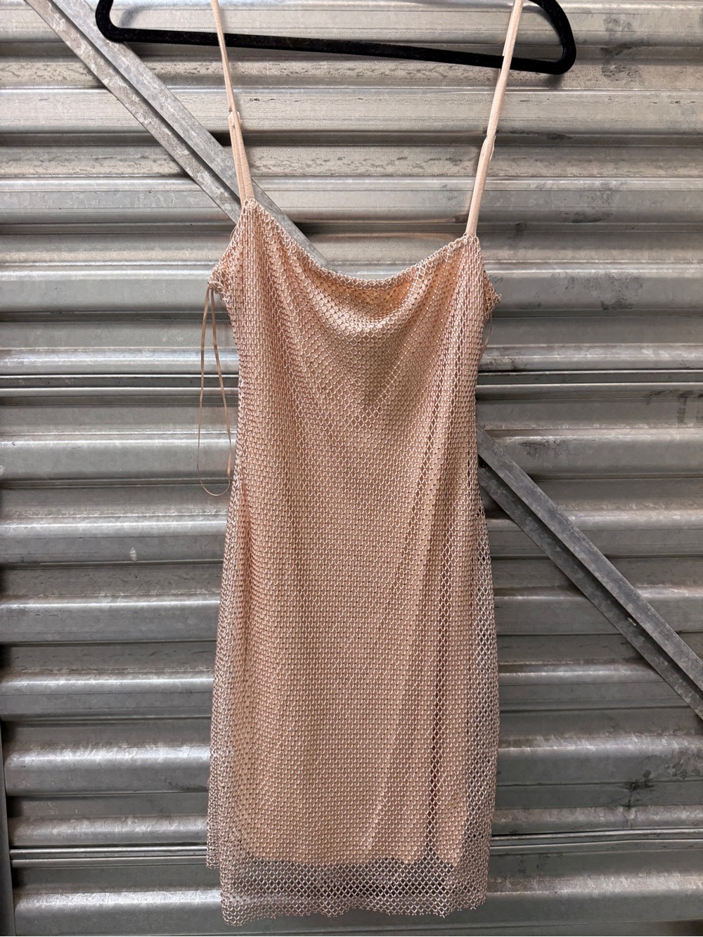 Nude sparkle Mesh Slip Dress